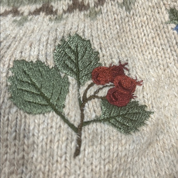 Croft & Barrow womens sz medium Cottagecore Leaf Embroidered Zip Sweater green - Picture 15 of 16